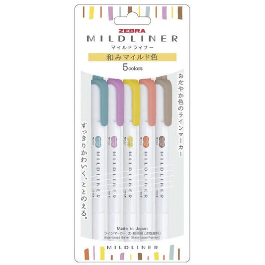 *UK Dispatch*  ZEBRA Mildliner 5 Pens Marker Set WKT7-5C-RC