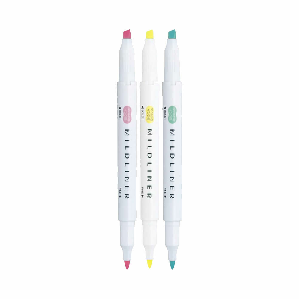 *UK Dispatch* ZEBRA Mildliner 3 Pens Highlighter Marker Set WKT-3C