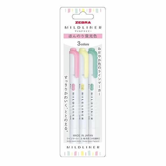 *UK Dispatch* ZEBRA Mildliner 3 Pens Highlighter Marker Set WKT-3C