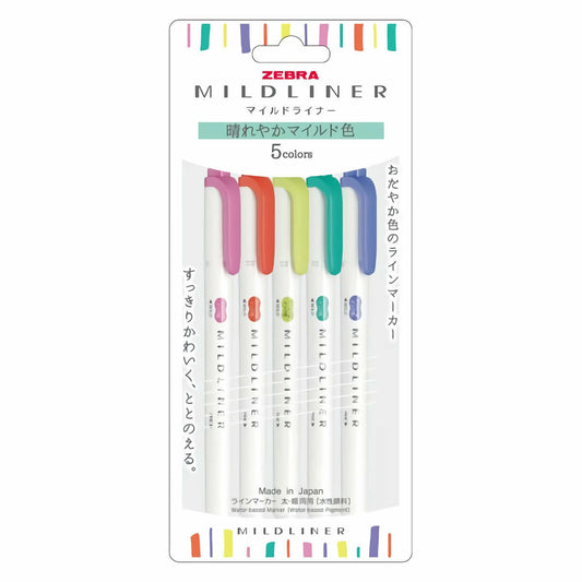 *UK Dispatch*  ZEBRA Mildliner 5 Pens Marker Set WKT7-5C-HC