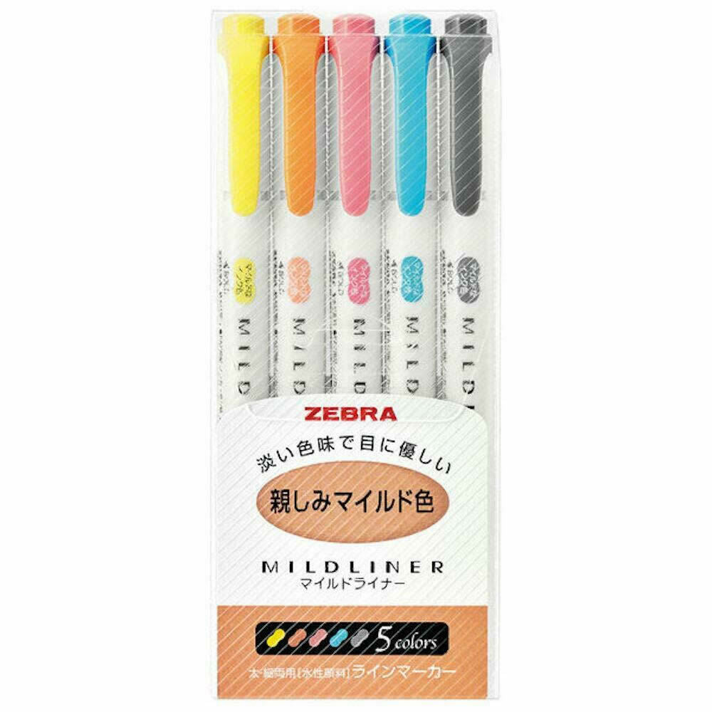 *UK Dispatch*  ZEBRA Mildliner 5 Pens Marker Set WKT7-N-5C